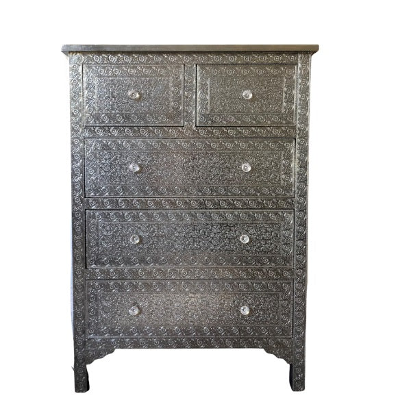 Embossed Metal 6 Drawer Chest