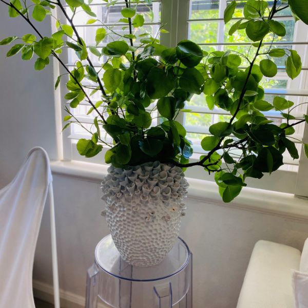 Dimple Vase in White
