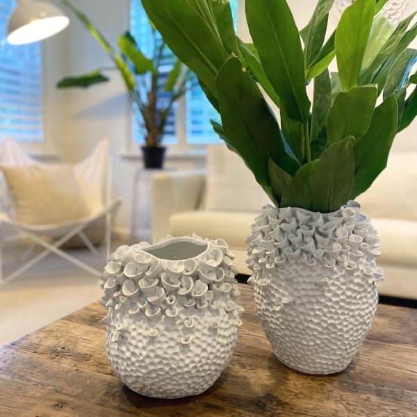 Dimple Vase in White
