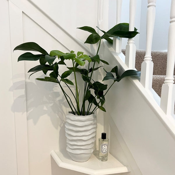 Ribbed Vase in White