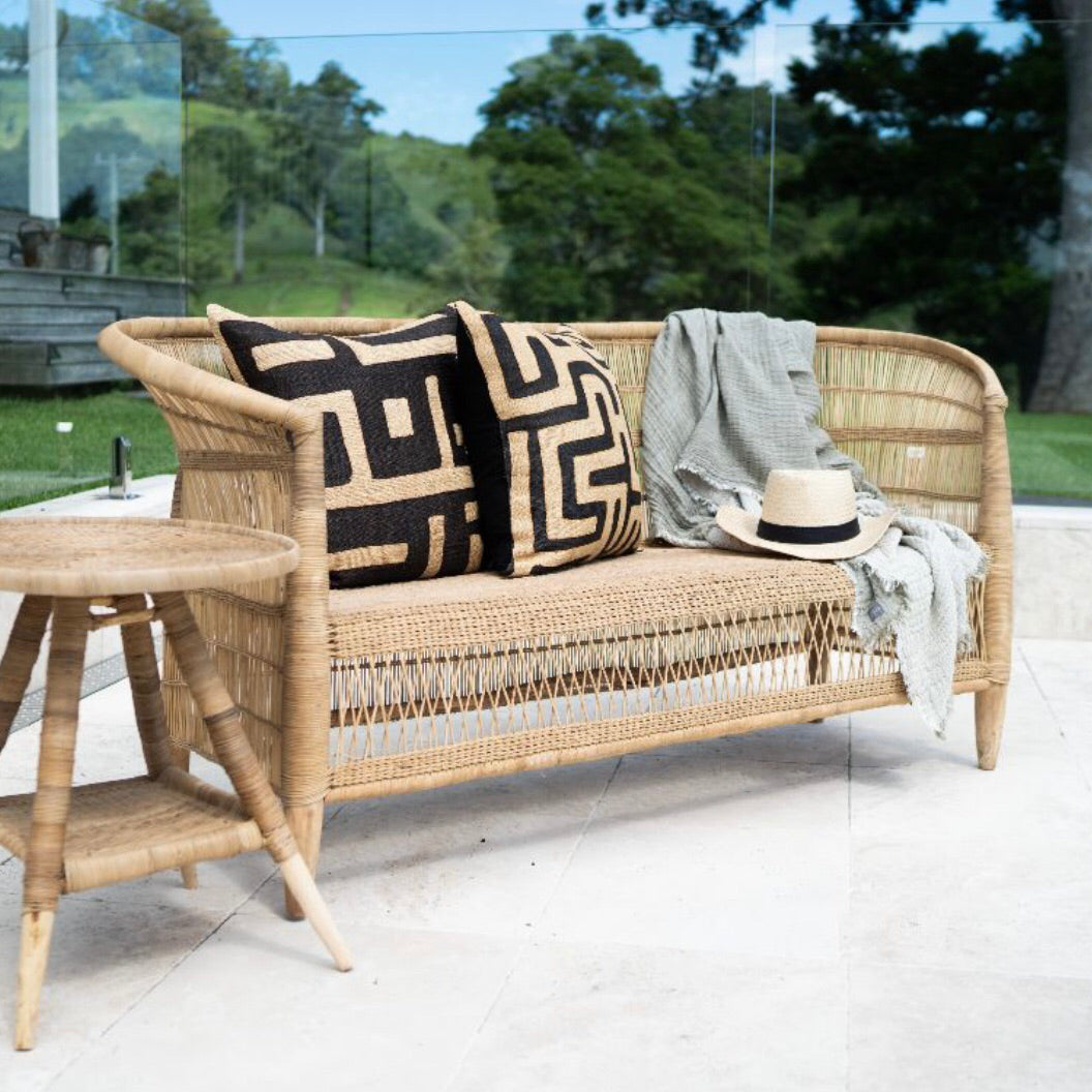 Genuine Malawi Love Seat 2 Seater in Natural with Seat Cushion - Clearance