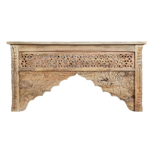 Hand Carved Timber Cut-Out Desk in White - Damaged Warehouse Sale