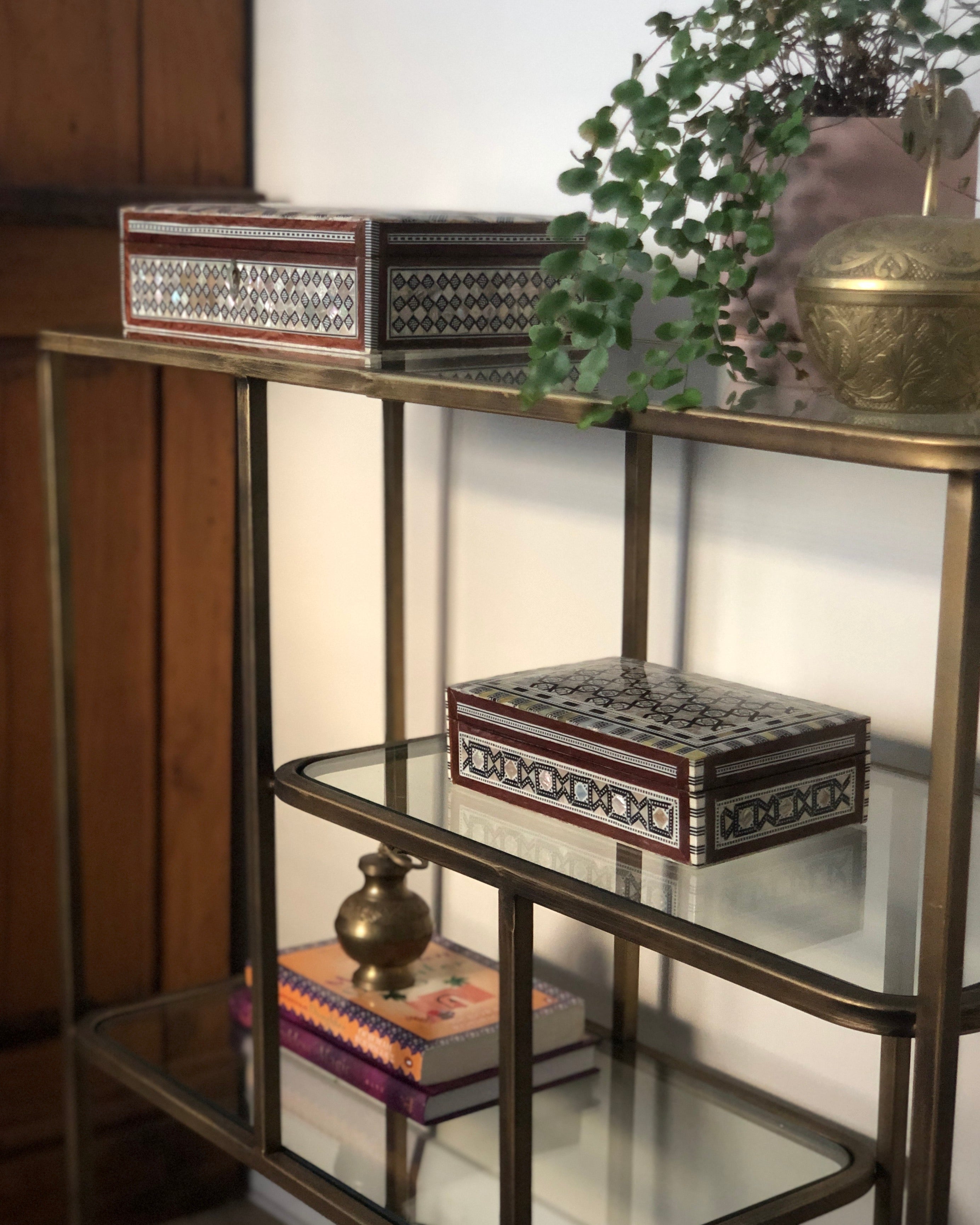 Mother of Pearl Inlay Bedside Cabinet in Grey - WS#1