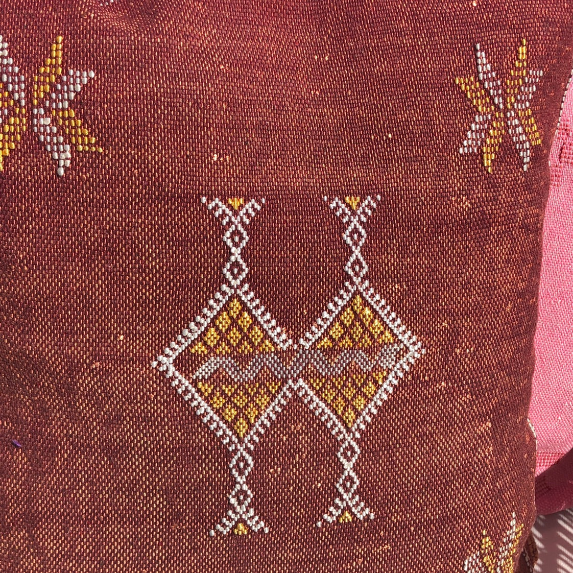 Genuine Moroccan Cactus Silk Cushion in Plum