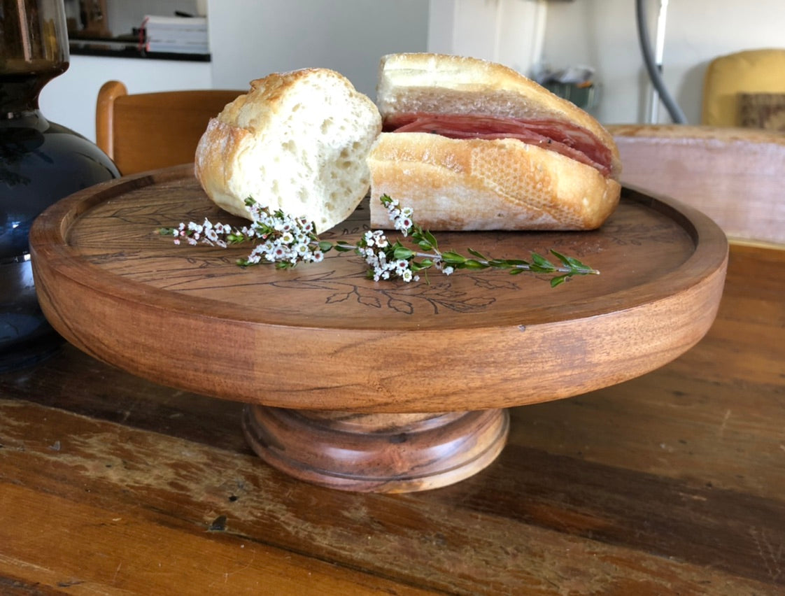 Leura Acacia Footed Serving Board/Cake Stand