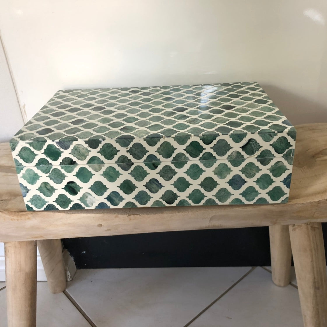 Zohi Interiors Signature Collection : Bone Inlay Large Box in Moroccan /Emerald