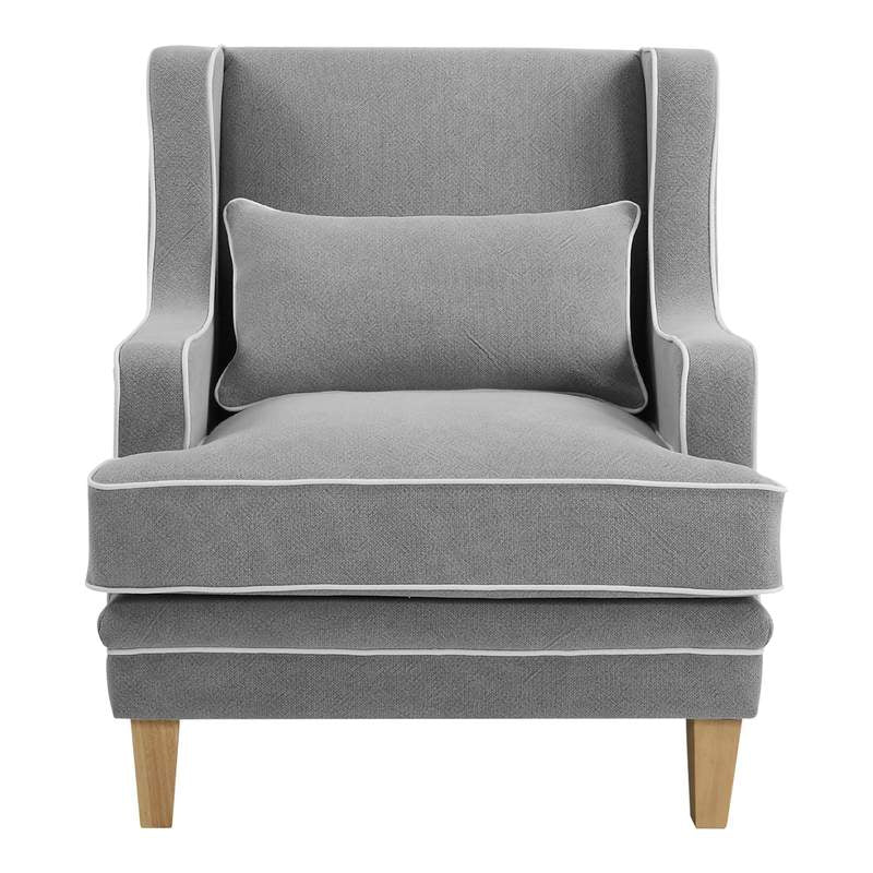 Bondi Armchair Grey W/ White Piping