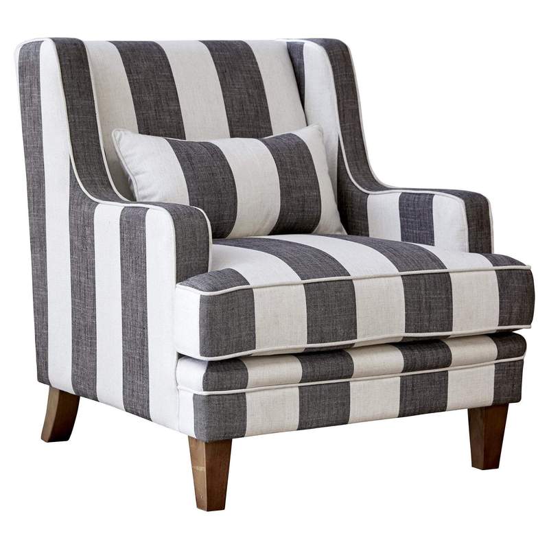 Bondi Grey & Cream Stripe Armchair