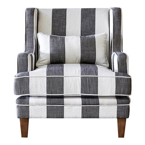 Bondi Grey & Cream Stripe Armchair