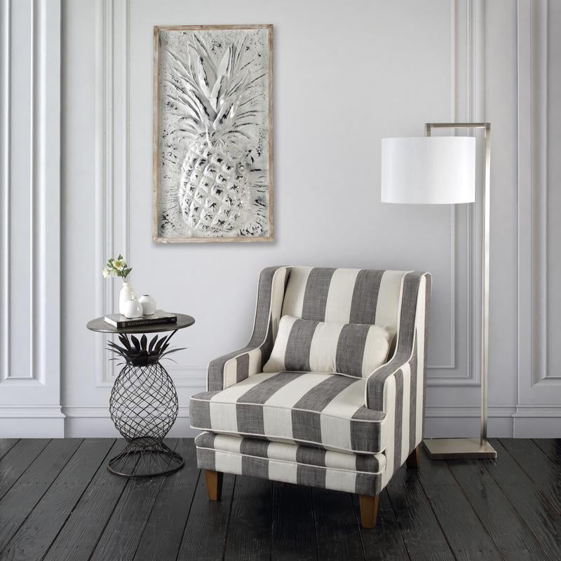 Bondi Grey & Cream Stripe Armchair