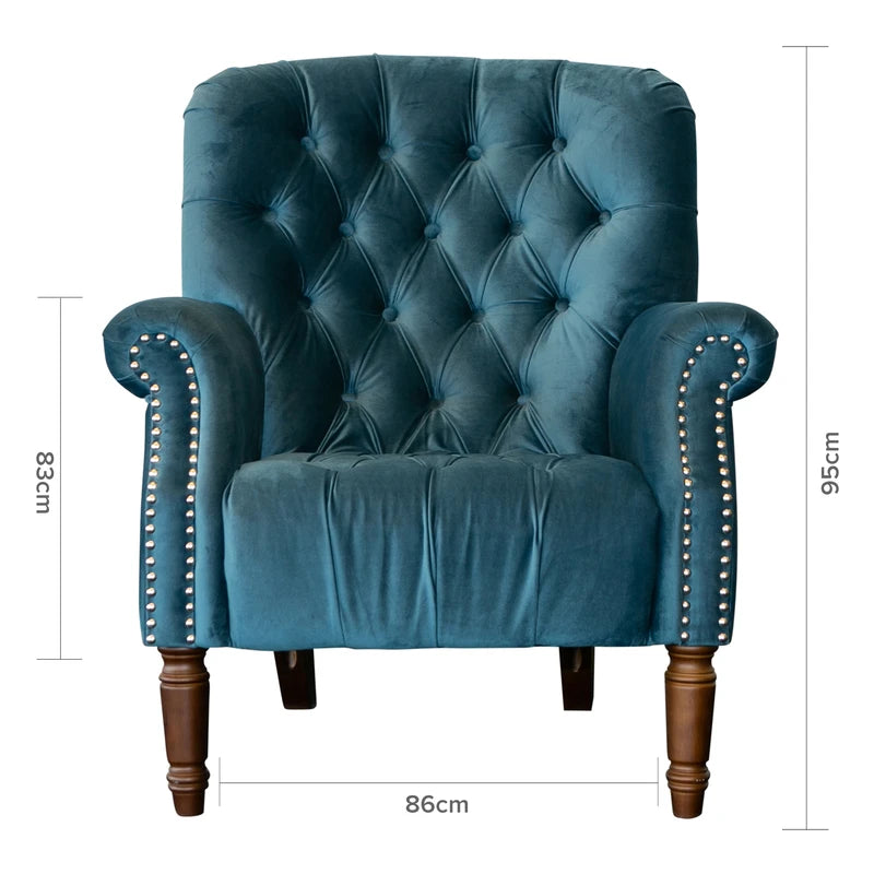 Maurice Velvet Blue Buttoned Armchair