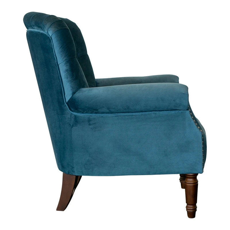 Maurice Velvet Blue Buttoned Armchair
