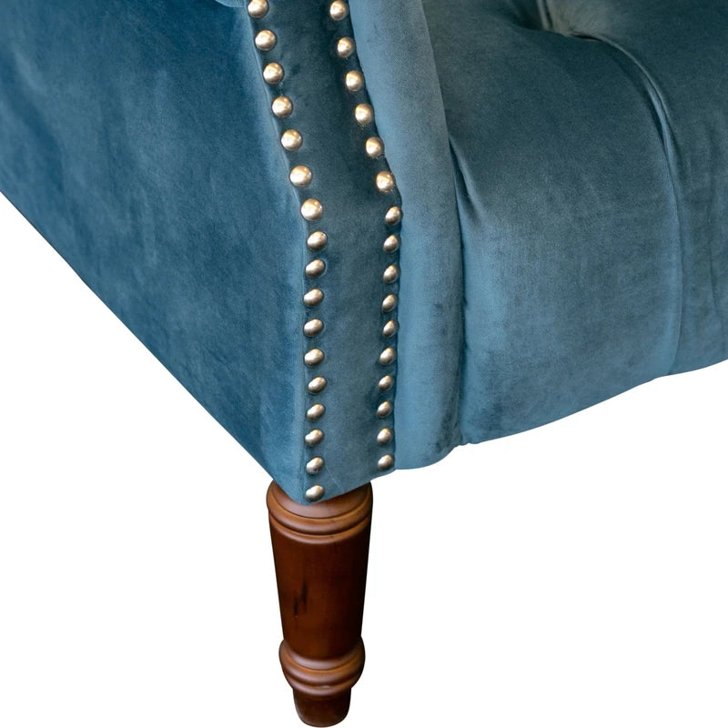 Maurice Velvet Blue Buttoned Armchair