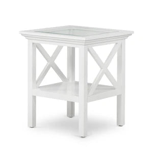Rosebud Glass Top Side Table