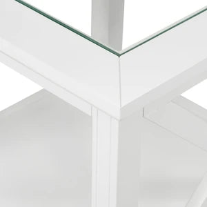 Rosebud Glass Top Side Table