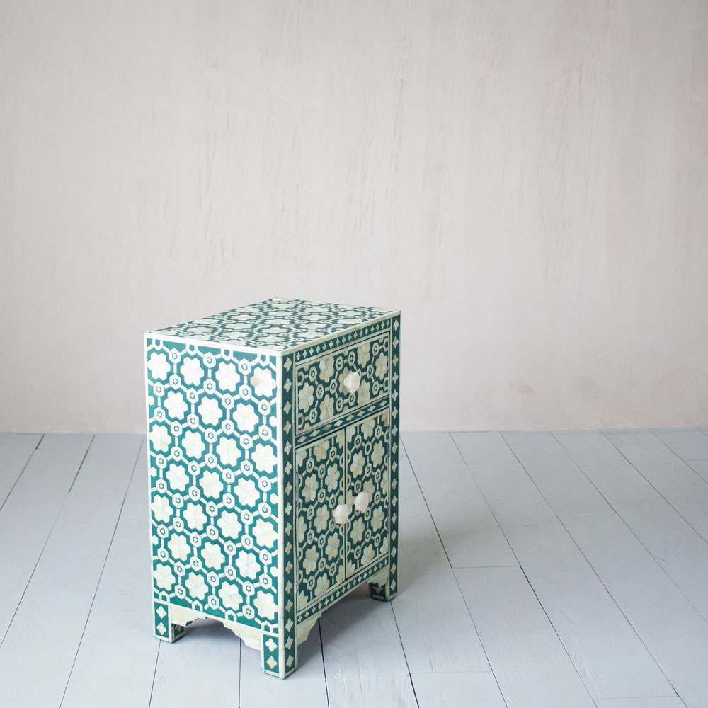 Bone Inlay Waterfall Console in Grey
