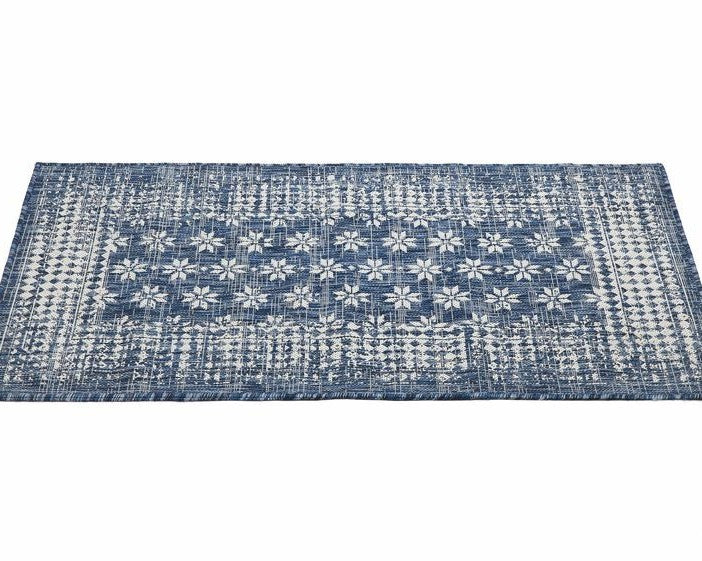 Floral Outdoor Rug in Pearl Blue