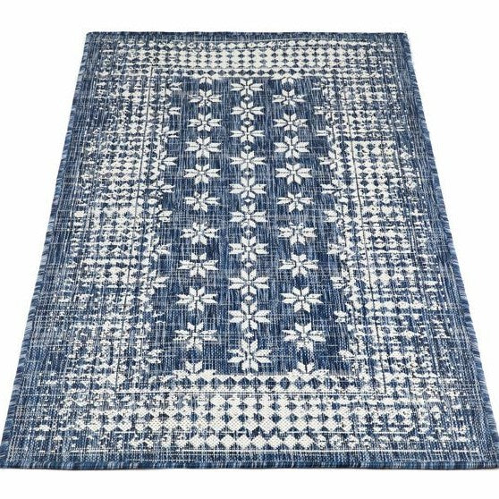 Floral Outdoor Rug in Pearl Blue