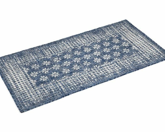 Floral Outdoor Rug in Pearl Blue