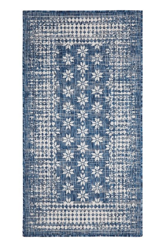 Floral Outdoor Rug in Pearl Blue
