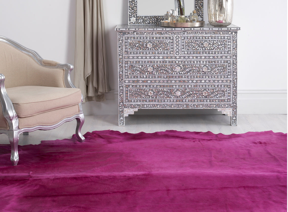 Fuschia Dyed Cow Hide Rug