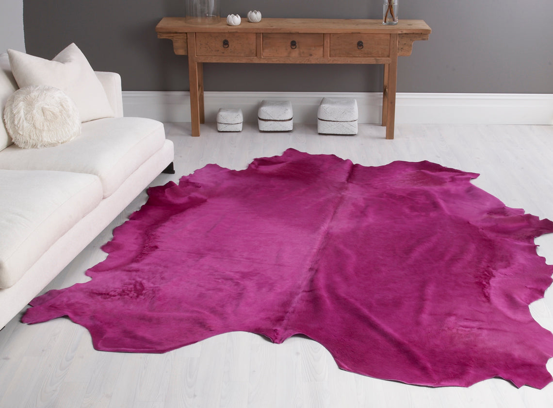 Fuschia Dyed Cow Hide Rug
