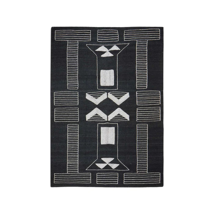 Babaji Jute Rug with White Embroidery