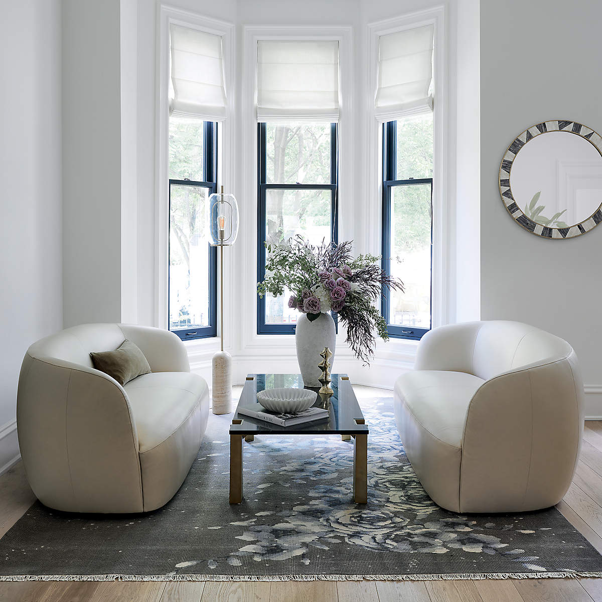 Two Tone Bone Inlay Floor Mirror
