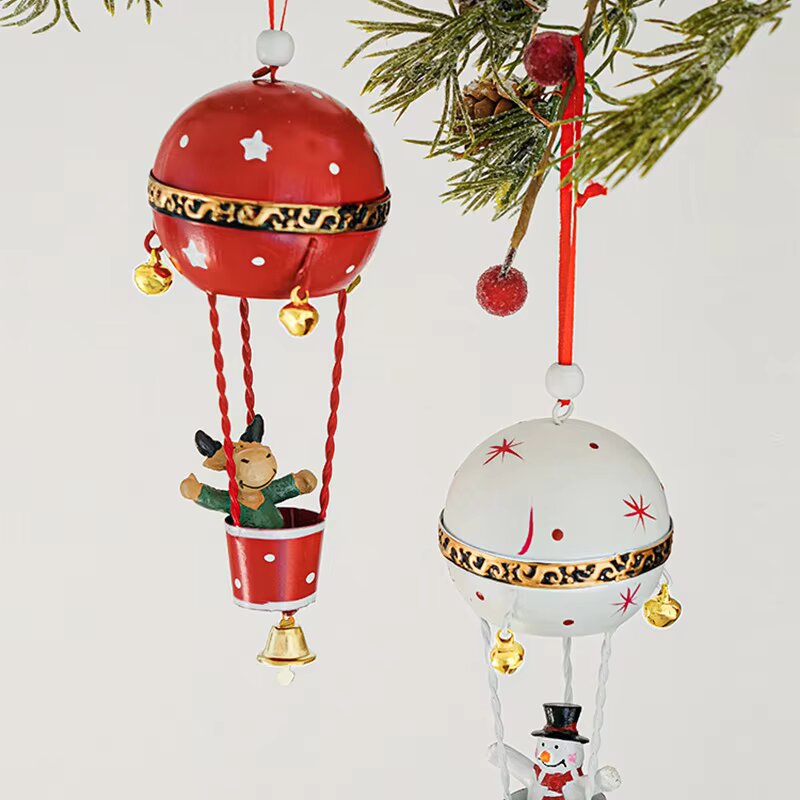Creative Hot Air Balloon and Parachute Christmas Tree Ornaments - Pack of  Three