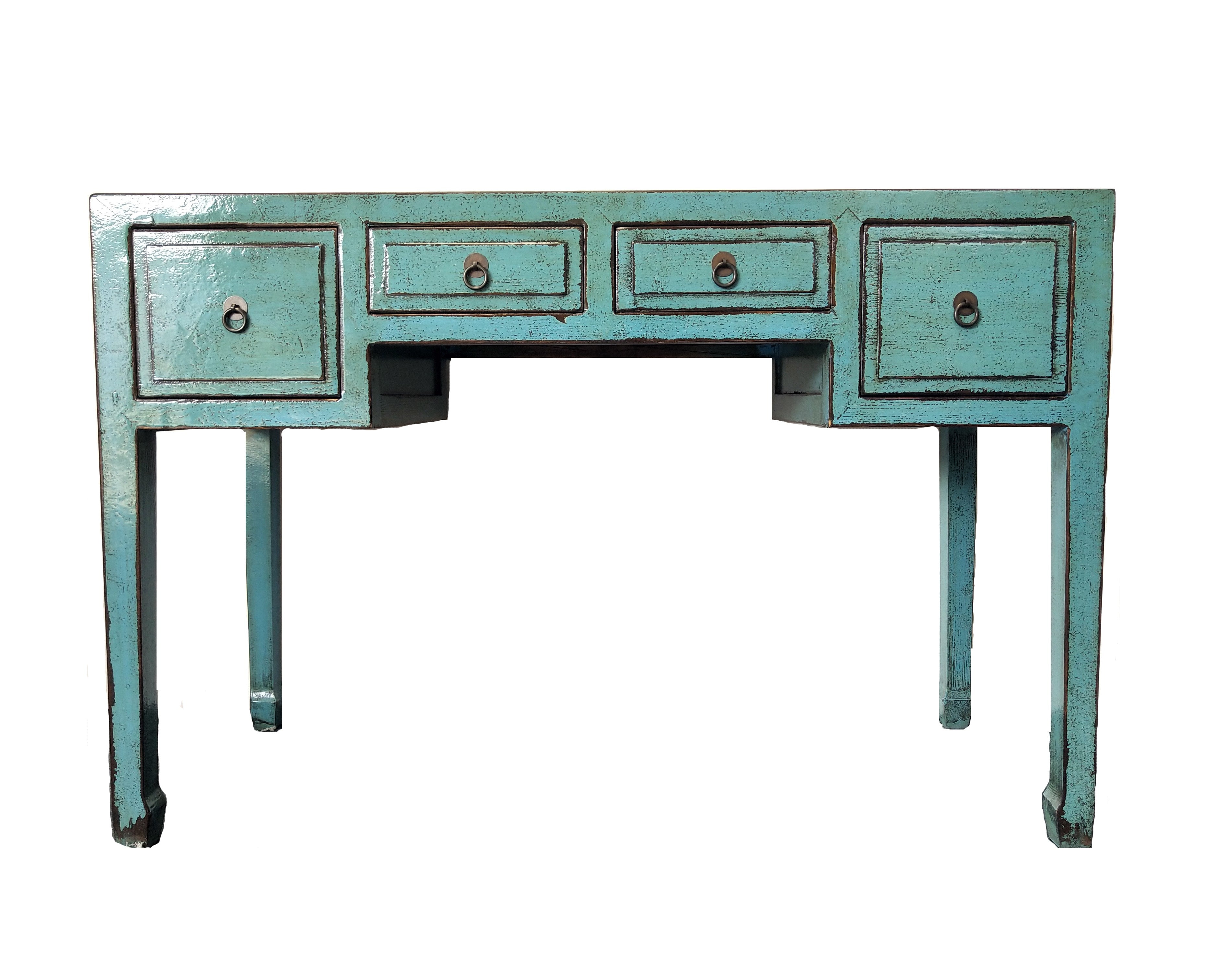 Antique Oriental Console in Teal