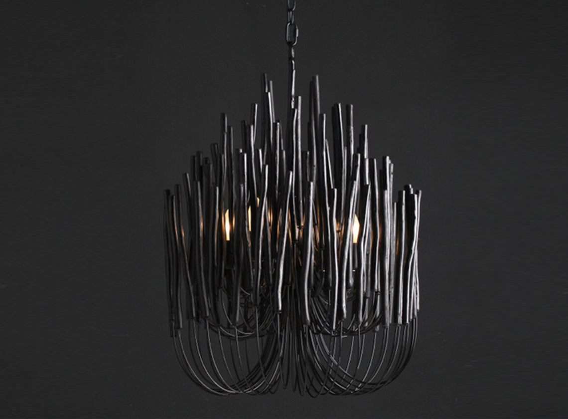 Helsinki Wooden Chandelier in Black