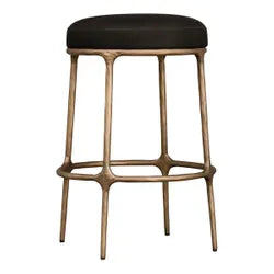 Heston Brass Kitchen Stool in Black Linen