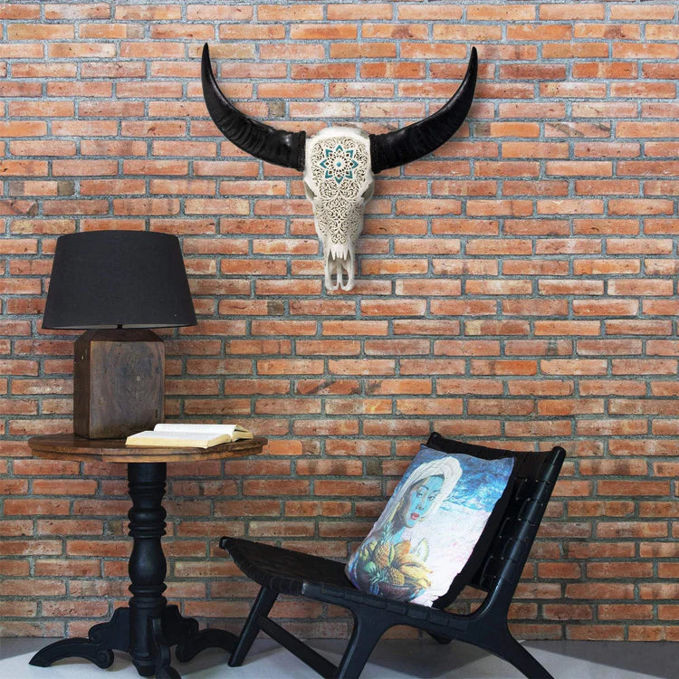 Etched Mandala Buffalo Skull
