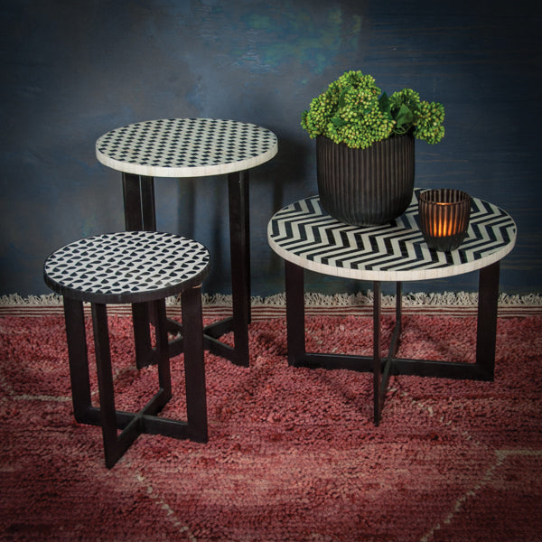 Chevron Bone Inlay Side Table