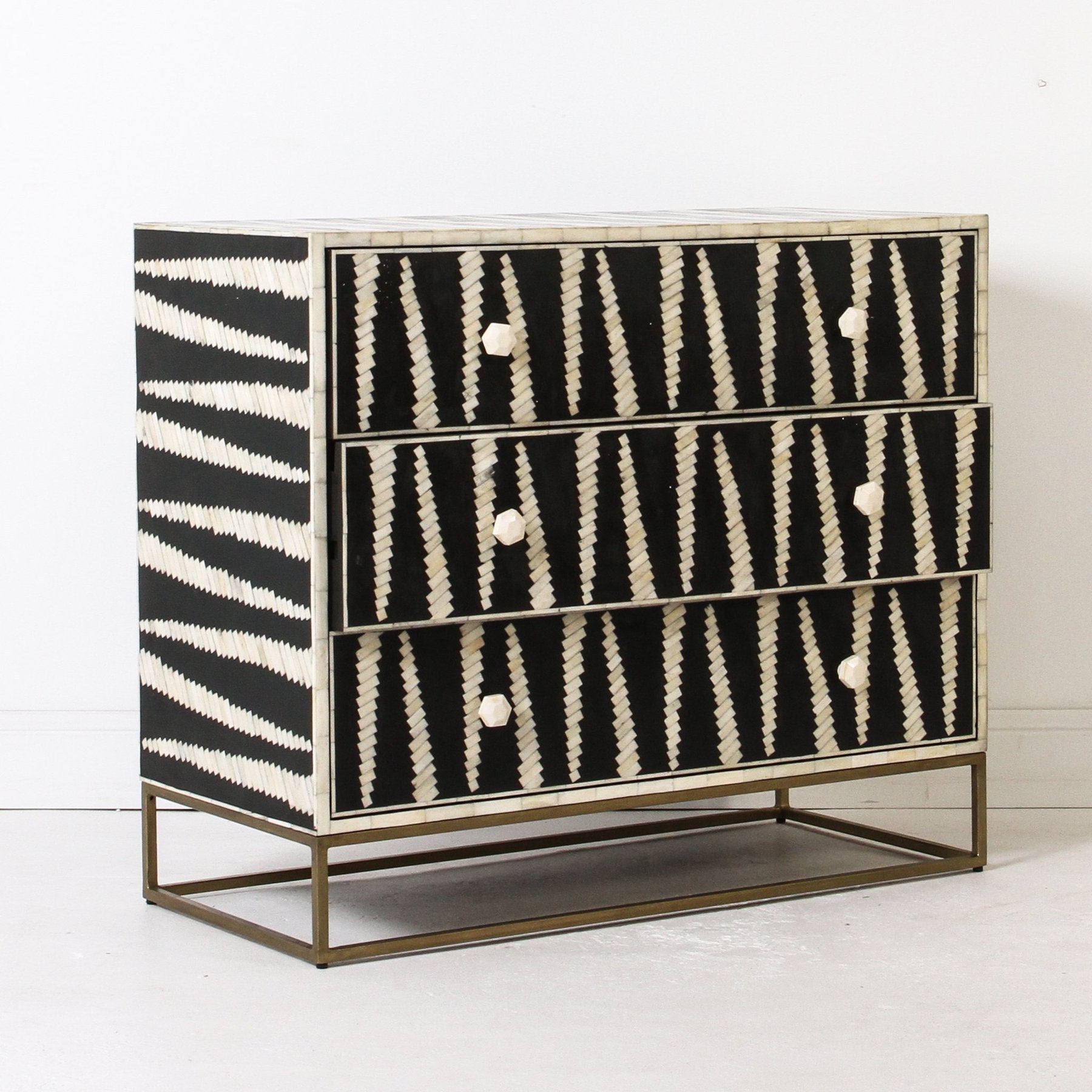 Bone Inlay Sideboard in Chevron Black