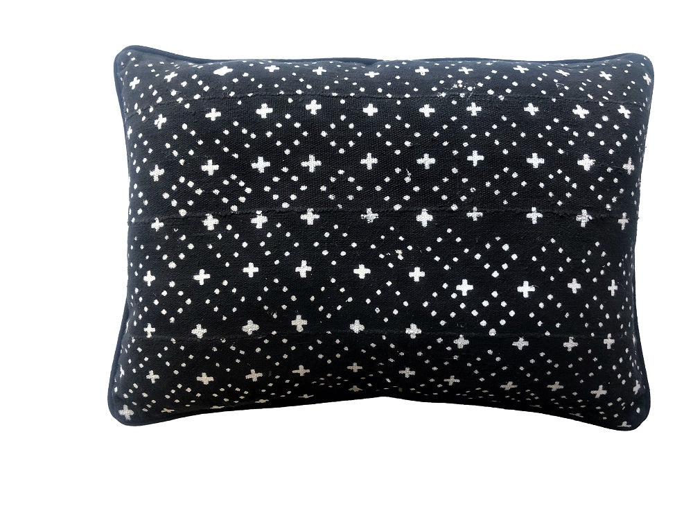 Mudcloth Lumbar Cushion in Black