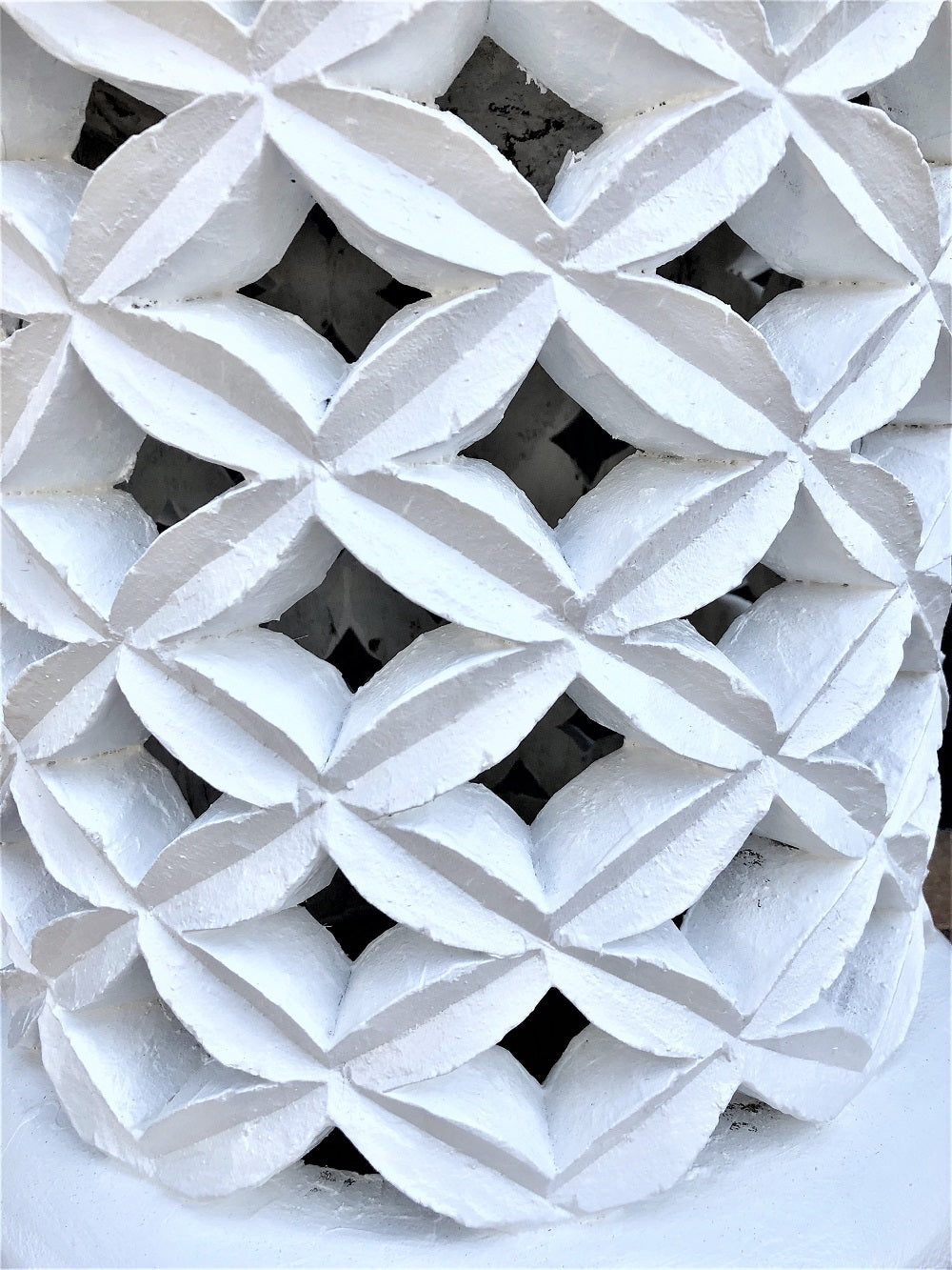 Bamileke Table with Leaf Design in White