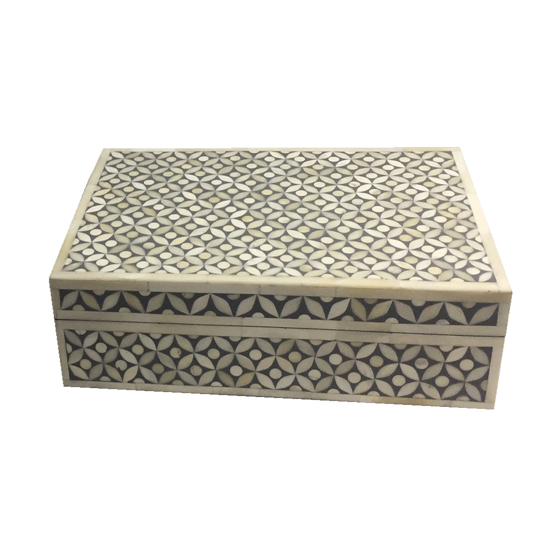 Zohi Interiors Signature Collection : Bone Inlay Large Box in Celtic/Grey