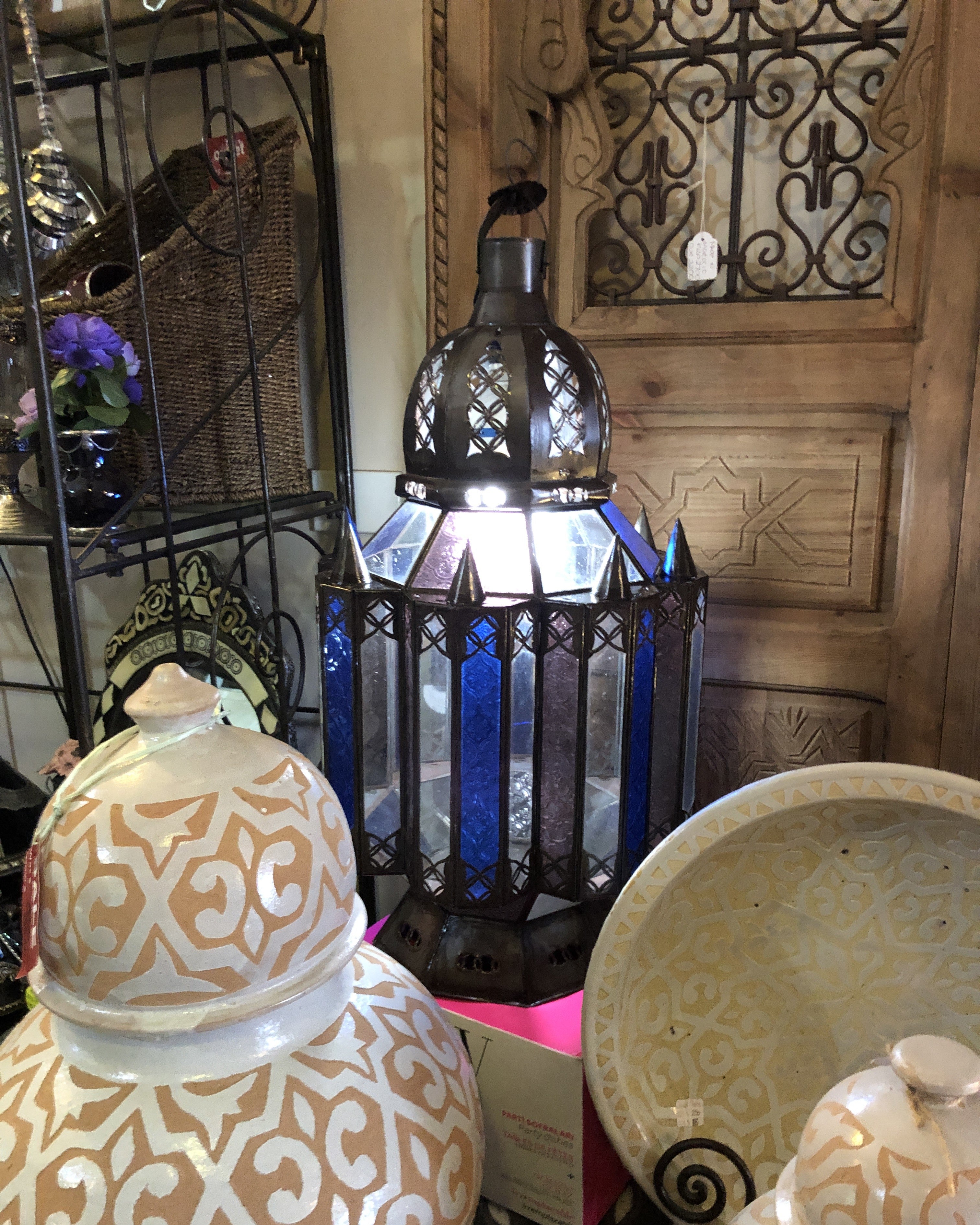 Moroccan Hanging Lantern in Blue