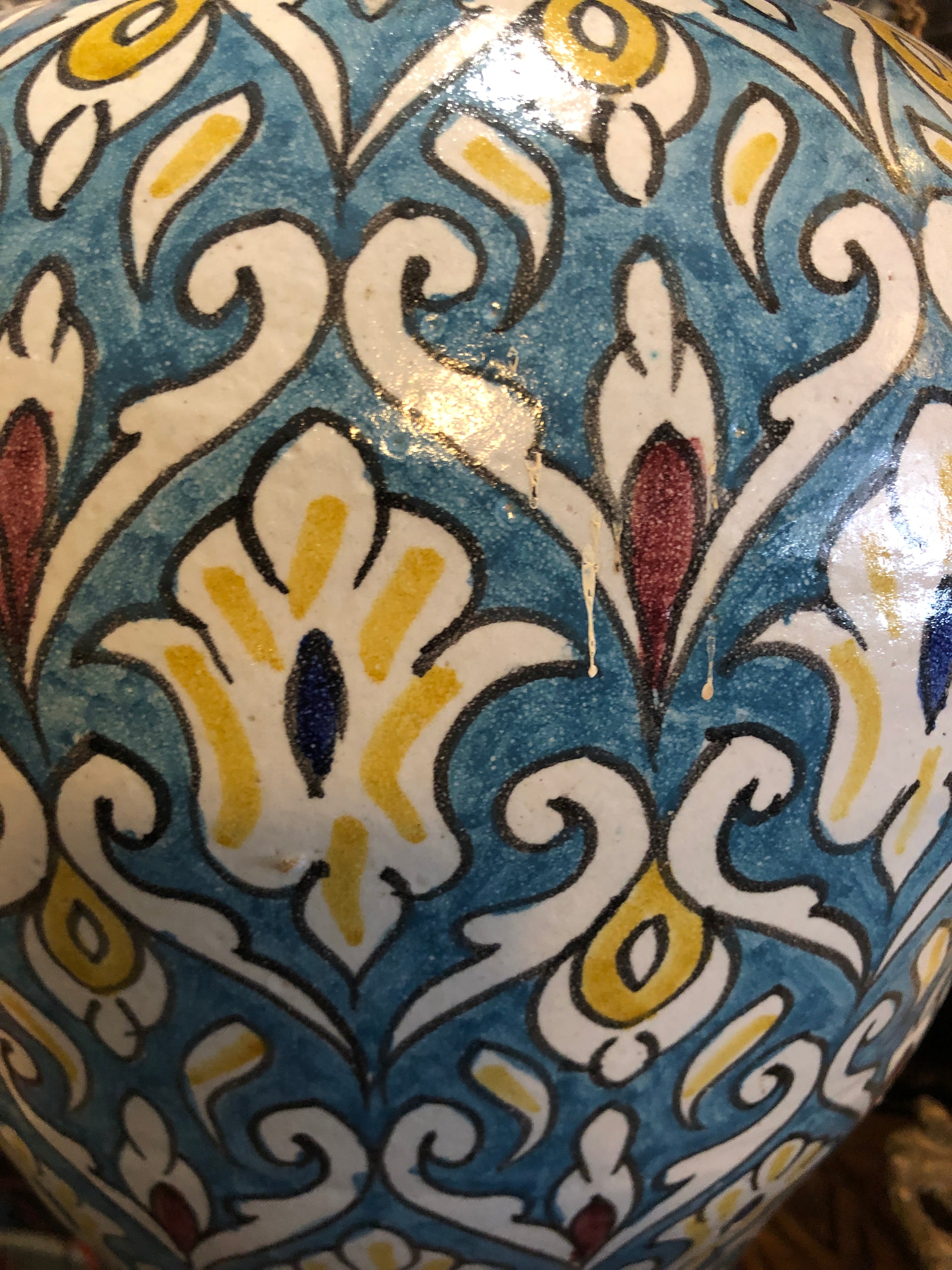 Moorish Fez Vessel with Lid in Turquoise