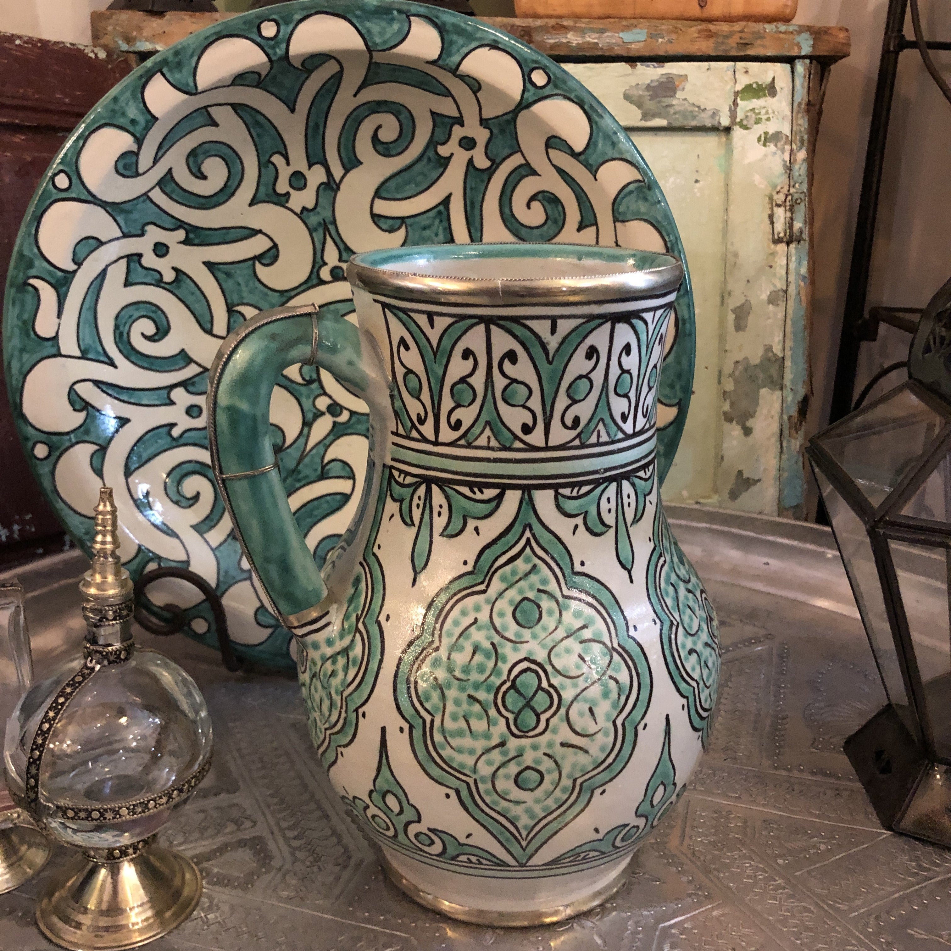 Safi Jug & Bowl in Seagreen