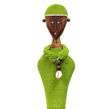Tall Ndamji Beaded Doll in Green