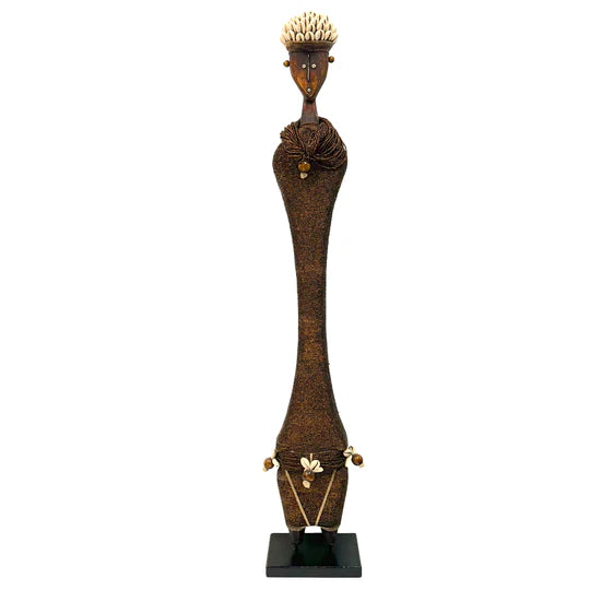 Tall Ndamji Beaded Doll in Gold