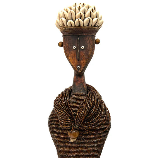 Tall Ndamji Beaded Doll in Gold