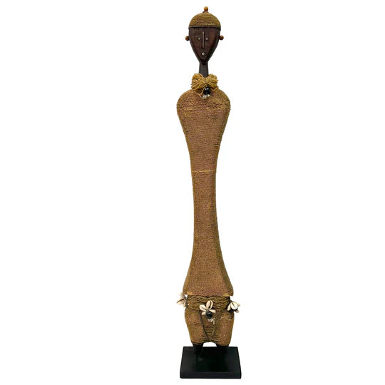 Tall Ndamji Beaded Doll in Gold