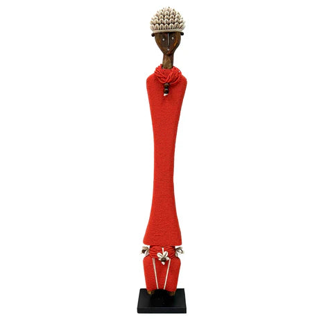 Tall Ndamji Beaded Doll in Red