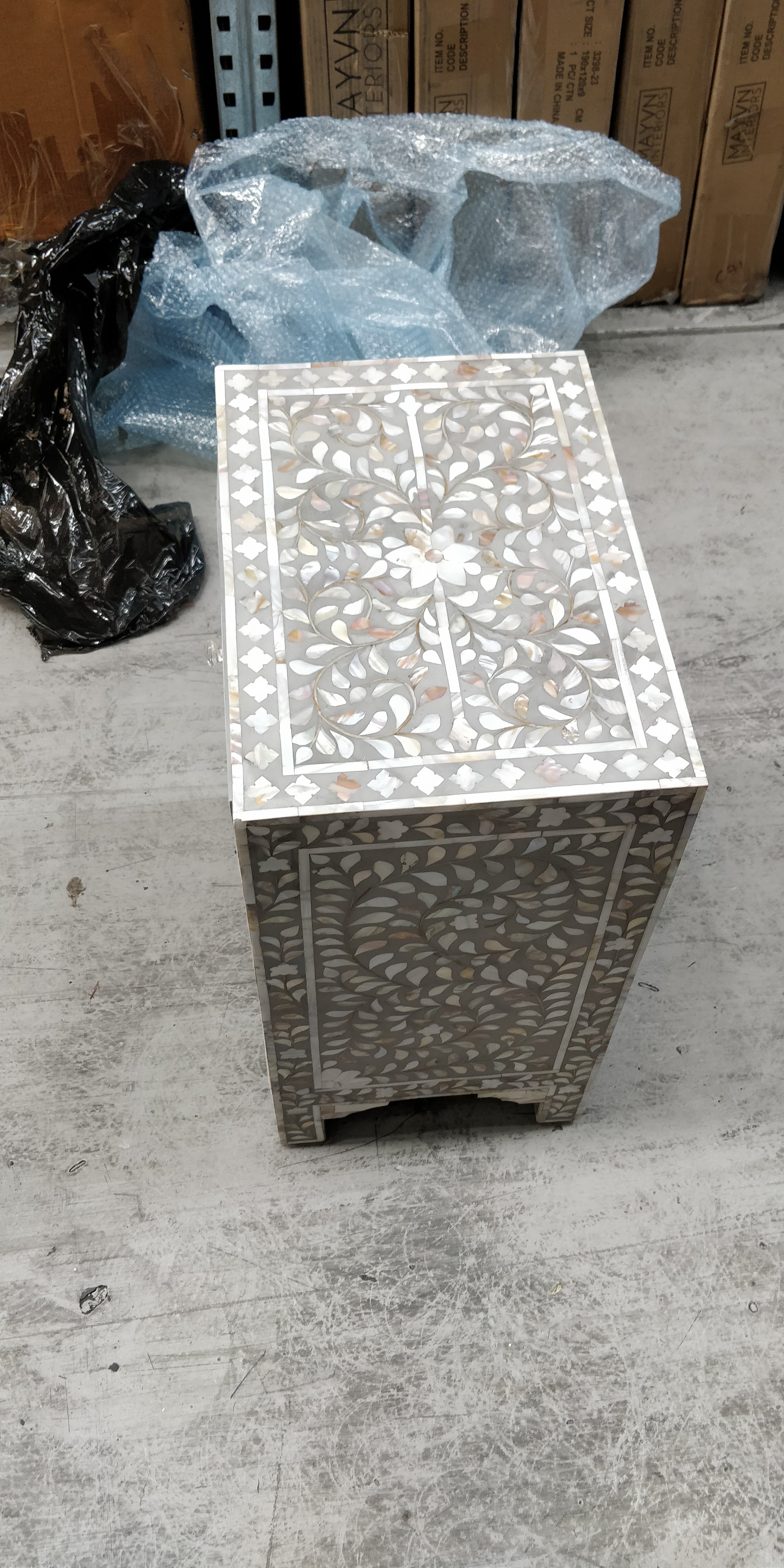 Mother of Pearl Inlay  Bedside Cabinet in Dahlia/Blush