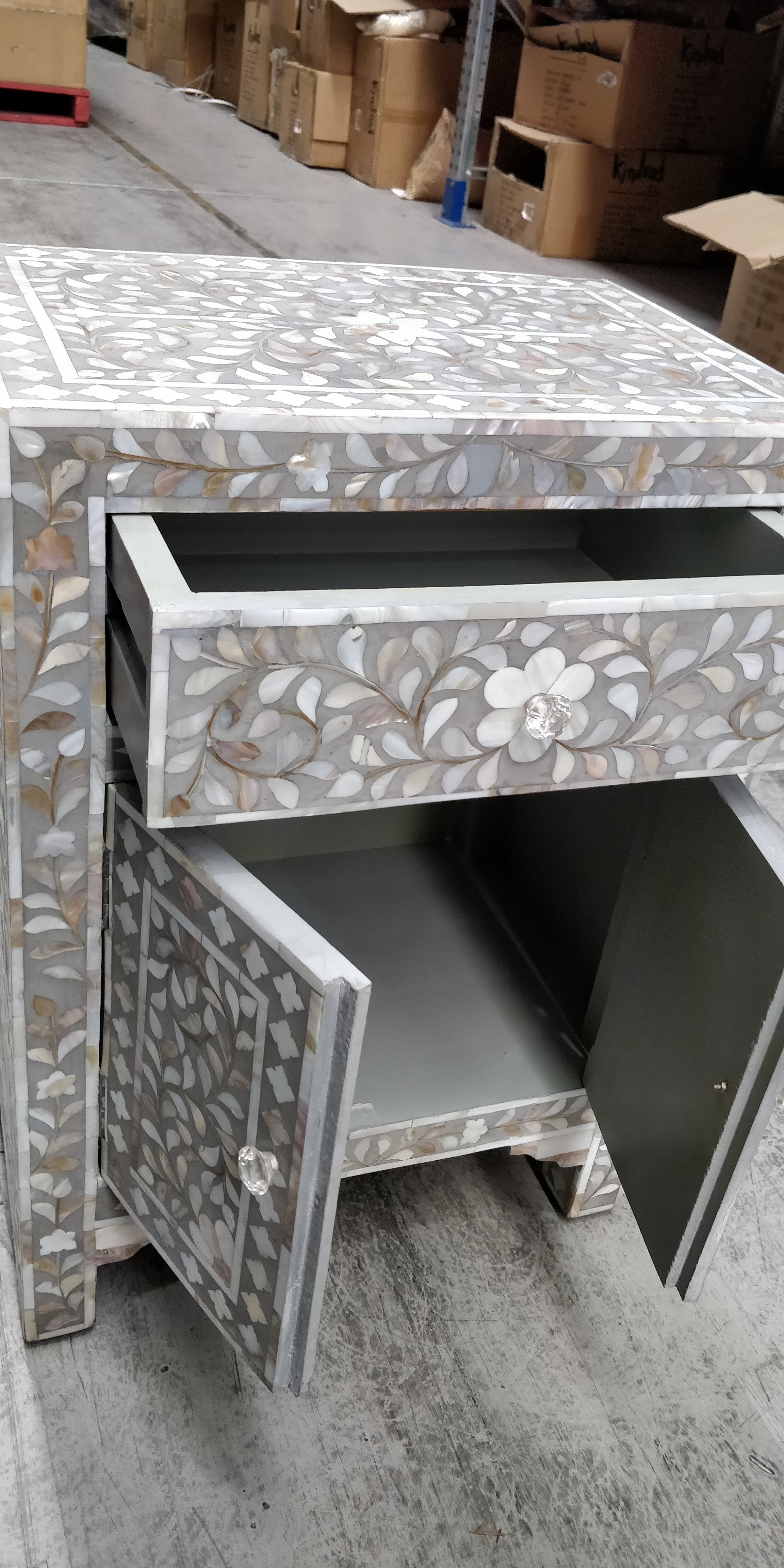Mother of Pearl Inlay  Bedside Cabinet in Dahlia/Blush