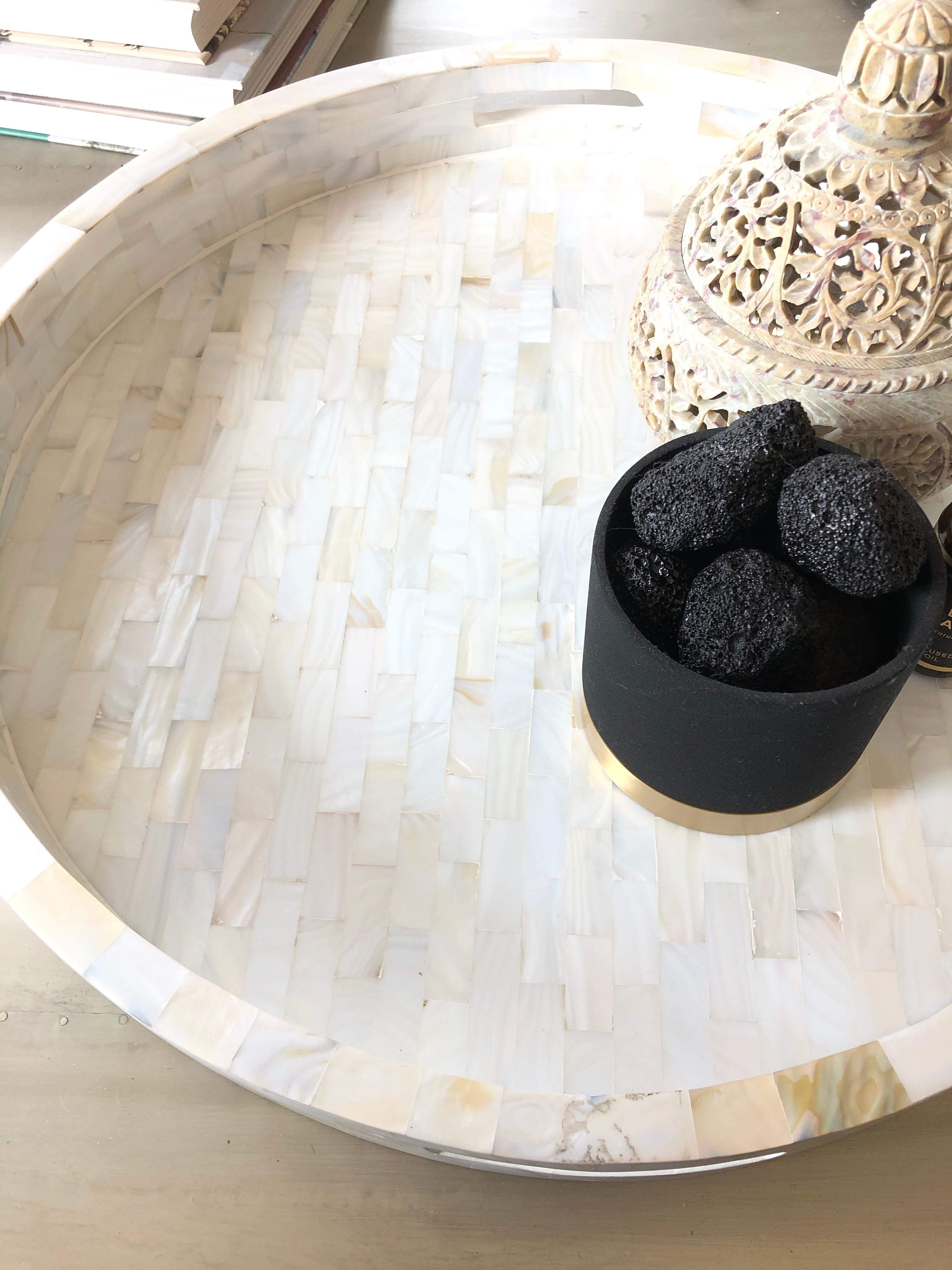 Mother of Pearl Inlay Trivet in Black