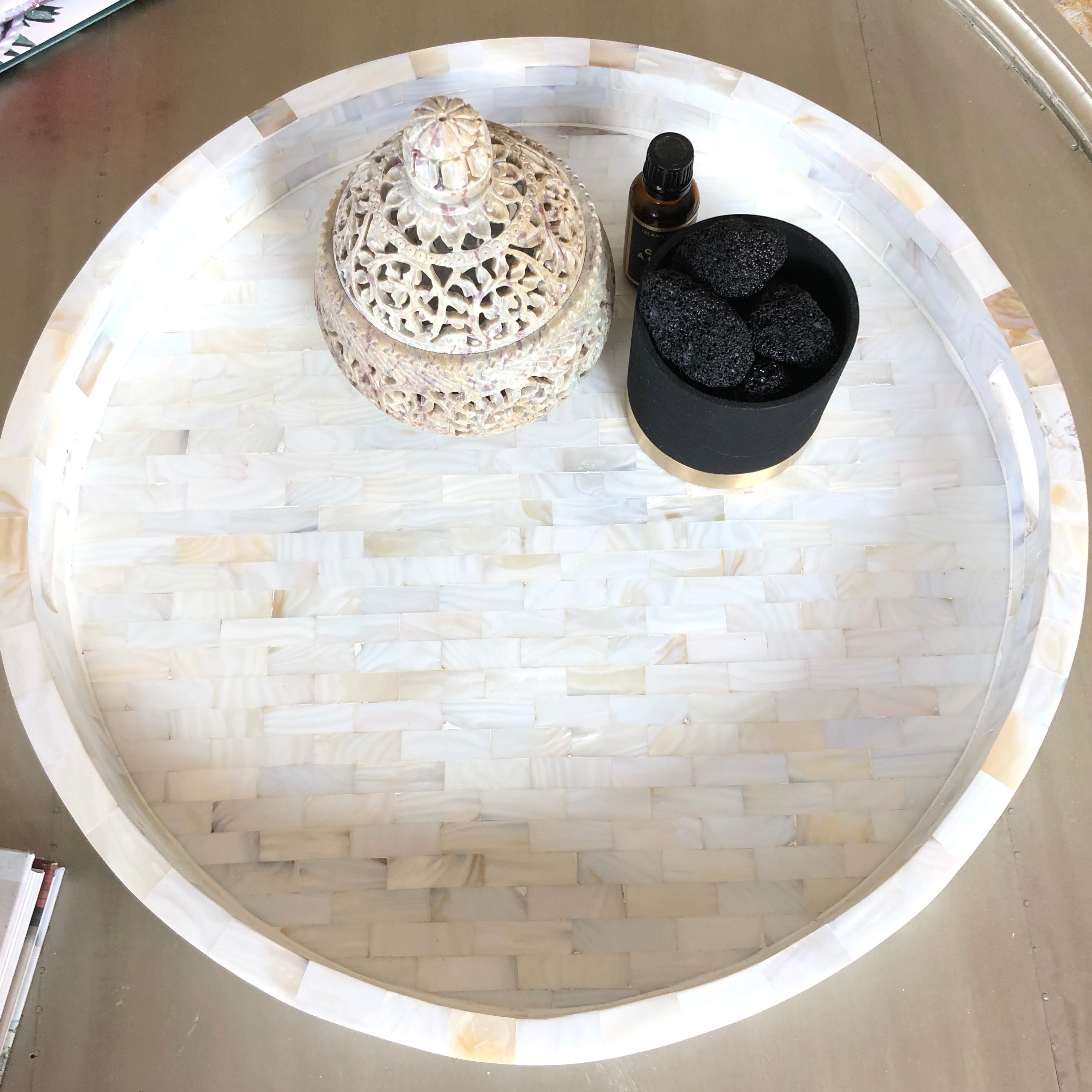 Mother of Pearl Inlay Trivet in Black